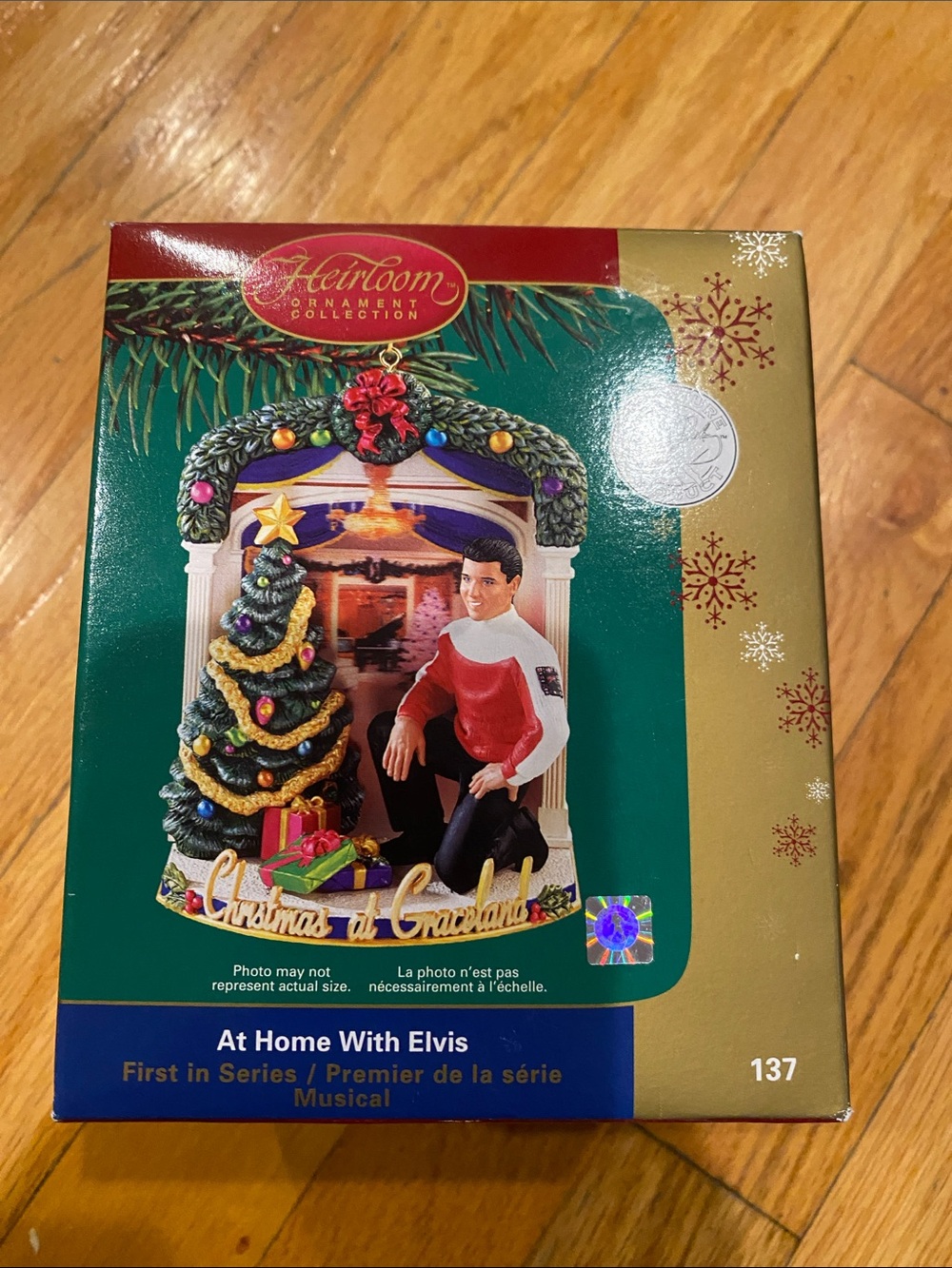 NWT Carlton  Cards Elvis Christmas Ornament in Green and Red. At home with Elvis
